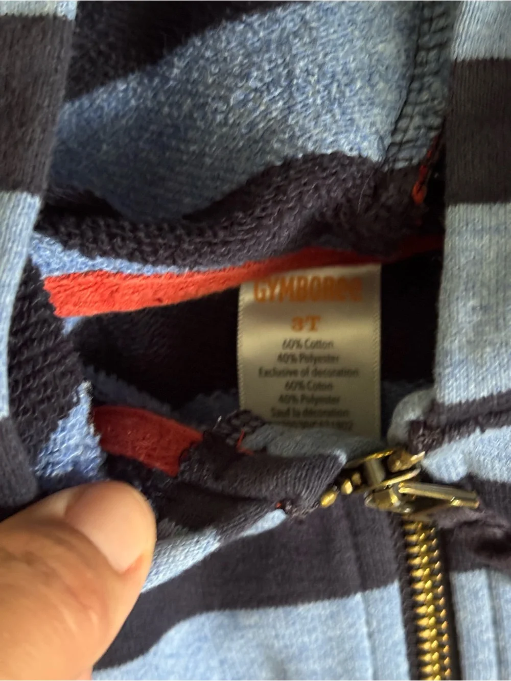 Gymboree Boys Hooded Zip Hoodie in Light Blue & Navy Stripes